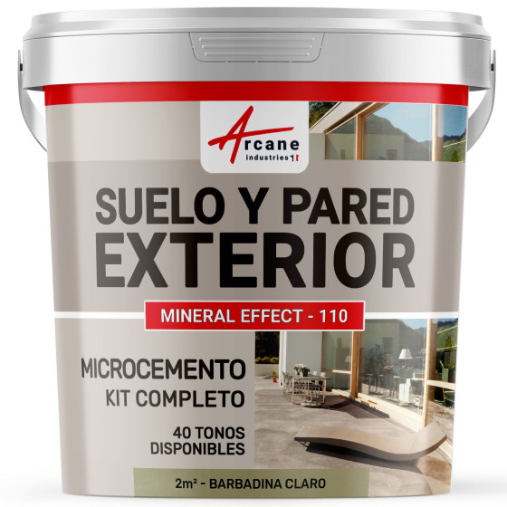 KIT BETÓN CIRÉ EXTERIOR - Betón alisado para suelos - paredes - terrazas y escaleras - Barbadina Claro - 2 m² (en 2 capas)