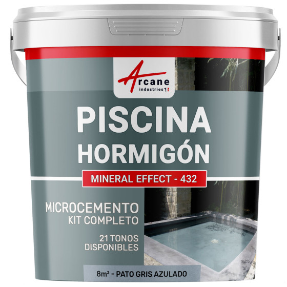 Kit de Hormigón Piscinas de Hormigón - Revestimiento Impermeable de Alta Resistencia para PISCINA - Pato Gris Azulado - 8 m²