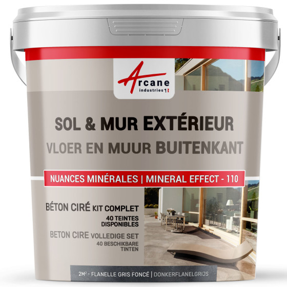 KIT  BETON CIRE BUITEN - beton cire voor buiten voor vloer. muur. terras. balkon. trap Donkerflanelgrijs - 2 m² (in 2 lagen)