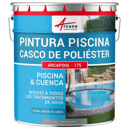 Pintura para piscinas gris para cascos de poliéster. hormigón - ARCAPOOL - 175 Gris Plata - RAL 7001 - 5 kg (15m² )