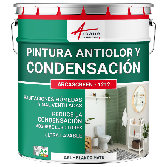 Pintura anti-condensación. anti-olores para habitaciones húmedas: ARCASCREEN - 1212 Blanco - 2.5 L