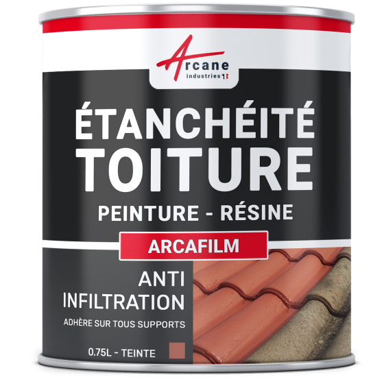 Résine d'Etanchéité - Peinture d'Etanchéité - Spécial Toit en Pente : ARCAFILM-0-75l-Tuile-Couleur / Aspect