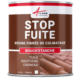 Peinture d'étanchéité fibrée - Colmateur tuile gouttière cheneau : BOUCH' ETANCHE-0-75L-Blanc-Couleur / Aspect