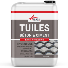 Hydrofuge imperméabilisant incolore pour toiture en béton ciment : IMPERTOITURE BETON-2-5L-Transparent-Couleur / Aspect