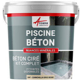 Kit B‚ton cir‚ piscine b‚ton - revˆtement ‚tanche PISCINE haute r‚sistance-kit8m2-Chinchilla-Gris-Beige-Aspect / Couleur